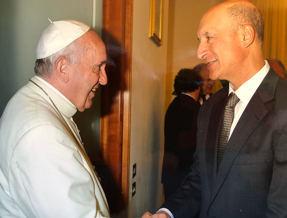 Author Warren Kozak with Pope Francis